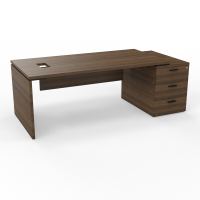 KARA BUREAU RECT. P90X180+CAISSON 3T A DROITE DECOUPE TRAPPE+PREPERCE OBT+GOULOTTE