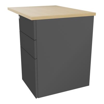 RETOUR RECT CONECT L80XP60CM-PLAT EP25MM -SUR CAISSON HB 3 TIROIRS   R1 SC