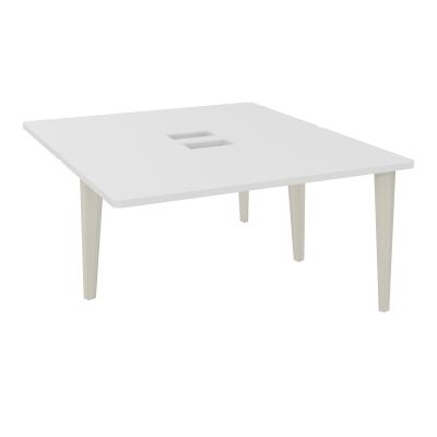 4L BUREAUX PIEDS PARTAGES POLE 2 SUIVANT L140XP160CM DECOUPE TRAPPE SIMPLE ACCES PIED FX