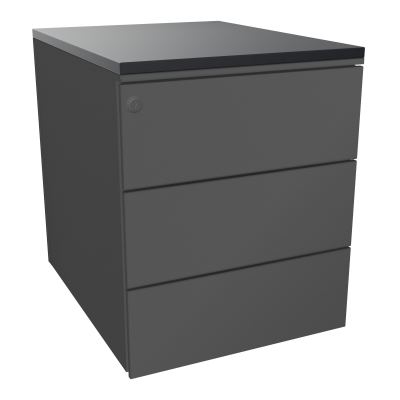 CAISSON MOB METAL 3T PLT L.42,3 P.53,5 H.52,4 CM TOP MELAMINE