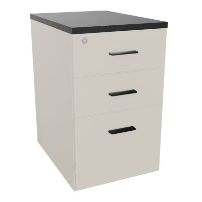RETOUR SUR CAISSON HAUTEUR BUREAU P60XL43,2 - 3 TIROIRS DONT 1DS TOP EP25MM N5 R9 SG