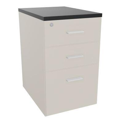RETOUR SUR CAISSON HAUTEUR BUREAU P60XL43,2 - 3 TIROIRS DONT 1DS TOP EP25MM N5 R9 SO