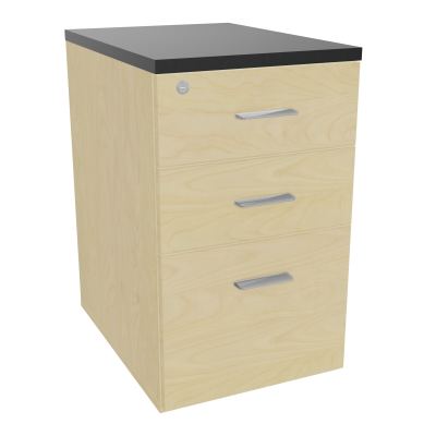 RETOUR SUR CAISSON HAUTEUR BUREAU P60XL43,2 - 3 TIROIRS DONT 1DS TOP EP25MM N8 R9 SB