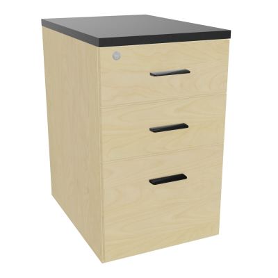RETOUR SUR CAISSON HAUTEUR BUREAU P60XL43,2 - 3 TIROIRS DONT 1DS TOP EP25MM N8 R9 SG