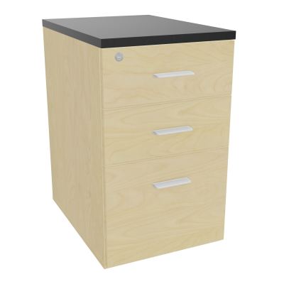 RETOUR SUR CAISSON HAUTEUR BUREAU P60XL43,2 - 3 TIROIRS DONT 1DS TOP EP25MM N8 R9 SO