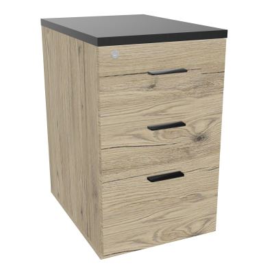 RETOUR SUR CAISSON HAUTEUR BUREAU P60XL43,2 - 3 TIROIRS DONT 1DS TOP EP25MM R3 R9 SG