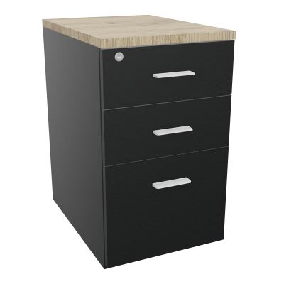 RETOUR SUR CAISSON HAUTEUR BUREAU P60XL43,2 - 3 TIROIRS DONT 1DS TOP EP25MM R9 R3 SO
