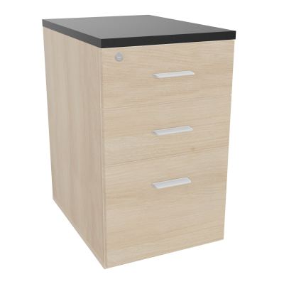 RETOUR SUR CAISSON HAUTEUR BUREAU P60XL43,2 - 3 TIROIRS DONT 1DS TOP EP25MM RZ R9 SO