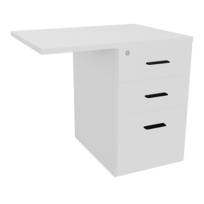 RETOUR SUR CAISSON HAUTEUR BUREAU P60XL80 - 3 TIROIRS DONT 1DS TOP EP25MM MG MG SG