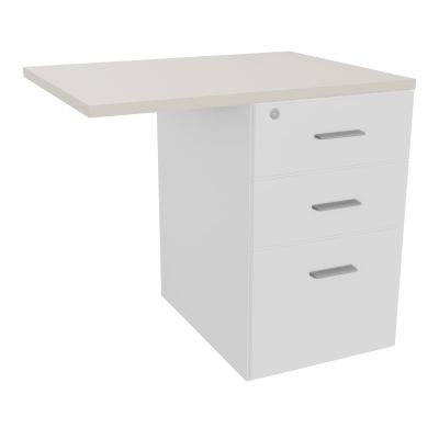 RETOUR SUR CAISSON HAUTEUR BUREAU P60XL80 - 3 TIROIRS DONT 1DS TOP EP25MM MG N5 SB