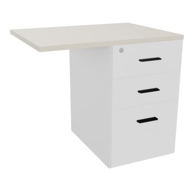 RETOUR SUR CAISSON HAUTEUR BUREAU P60XL80 - 3 TIROIRS DONT 1DS TOP EP25MM MG N5 SG