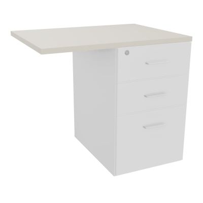 RETOUR SUR CAISSON HAUTEUR BUREAU P60XL80 - 3 TIROIRS DONT 1DS TOP EP25MM MG N5 SO