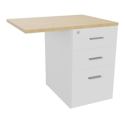 RETOUR SUR CAISSON HAUTEUR BUREAU P60XL80 - 3 TIROIRS DONT 1DS TOP EP25MM MG R1 SB