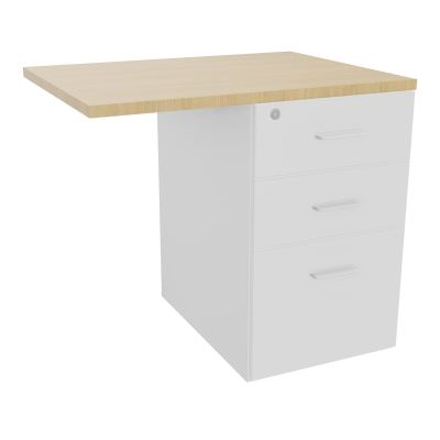 RETOUR SUR CAISSON HAUTEUR BUREAU P60XL80 - 3 TIROIRS DONT 1DS TOP EP25MM MG R1 SO
