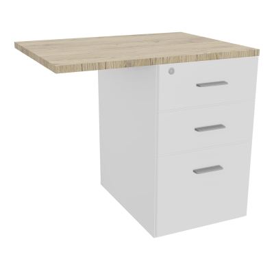 RETOUR SUR CAISSON HAUTEUR BUREAU P60XL80 - 3 TIROIRS DONT 1DS TOP EP25MM MG R3 SB