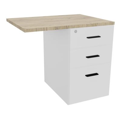 RETOUR SUR CAISSON HAUTEUR BUREAU P60XL80 - 3 TIROIRS DONT 1DS TOP EP25MM MG R3 SG