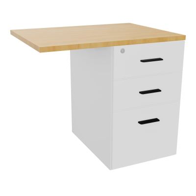 RETOUR SUR CAISSON HAUTEUR BUREAU P60XL80 - 3 TIROIRS DONT 1DS TOP EP25MM MG R5 SG
