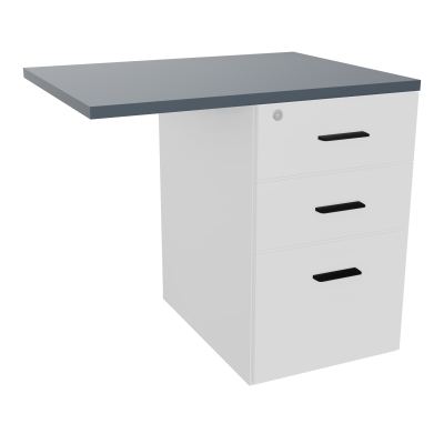 RETOUR SUR CAISSON HAUTEUR BUREAU P60XL80 - 3 TIROIRS DONT 1DS TOP EP25MM MG R6 SG