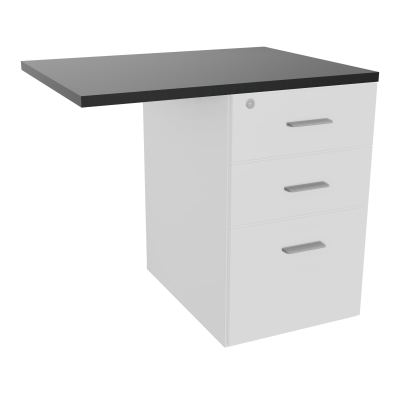 RETOUR SUR CAISSON HAUTEUR BUREAU P60XL80 - 3 TIROIRS DONT 1DS TOP EP25MM MG R9 SB