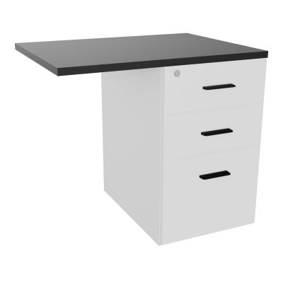 RETOUR SUR CAISSON HAUTEUR BUREAU P60XL80 - 3 TIROIRS DONT 1DS TOP EP25MM MG R9 SG
