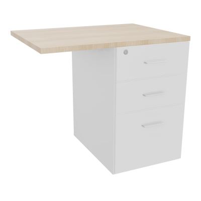 RETOUR SUR CAISSON HAUTEUR BUREAU P60XL80 - 3 TIROIRS DONT 1DS TOP EP25MM MG RZ SO