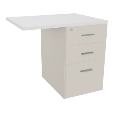 RETOUR SUR CAISSON HAUTEUR BUREAU P60XL80 - 3 TIROIRS DONT 1DS TOP EP25MM N5 MG SB