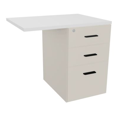 RETOUR SUR CAISSON HAUTEUR BUREAU P60XL80 - 3 TIROIRS DONT 1DS TOP EP25MM N5 MG SG