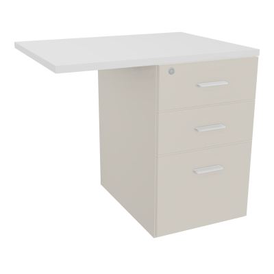 RETOUR SUR CAISSON HAUTEUR BUREAU P60XL80 - 3 TIROIRS DONT 1DS TOP EP25MM N5 MG SO