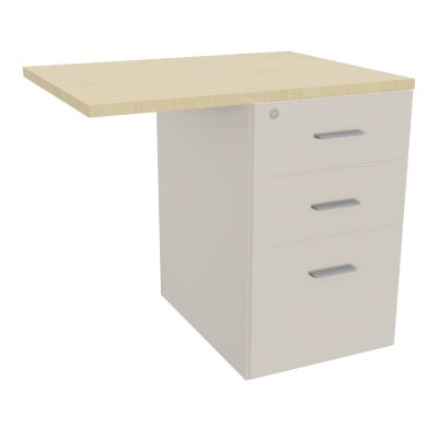 RETOUR SUR CAISSON HAUTEUR BUREAU P60XL80 - 3 TIROIRS DONT 1DS TOP EP25MM N5 N8 SB