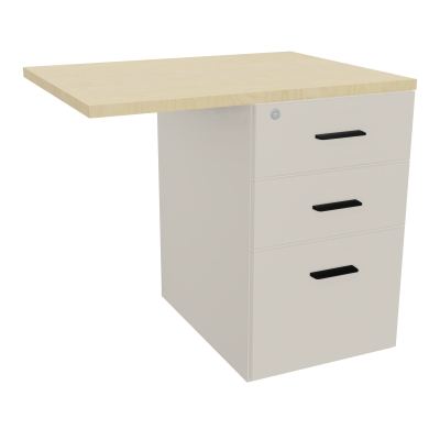 RETOUR SUR CAISSON HAUTEUR BUREAU P60XL80 - 3 TIROIRS DONT 1DS TOP EP25MM N5 N8 SG