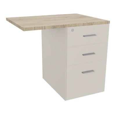 RETOUR SUR CAISSON HAUTEUR BUREAU P60XL80 - 3 TIROIRS DONT 1DS TOP EP25MM N5 R3 SB