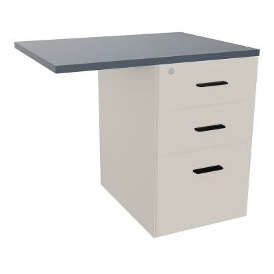 RETOUR SUR CAISSON HAUTEUR BUREAU P60XL80 - 3 TIROIRS DONT 1DS TOP EP25MM N5 R6 SG