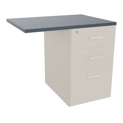 RETOUR SUR CAISSON HAUTEUR BUREAU P60XL80 - 3 TIROIRS DONT 1DS TOP EP25MM N5 R6 SO