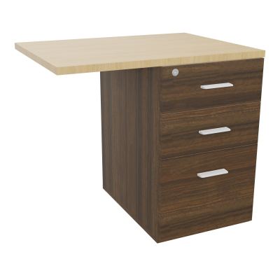 RETOUR SUR CAISSON HAUTEUR BUREAU P60XL80 - 3 TIROIRS DONT 1DS TOP EP25MM N6 R1 SO