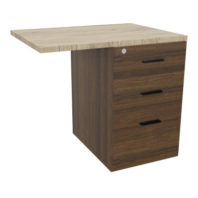 RETOUR SUR CAISSON HAUTEUR BUREAU P60XL80 - 3 TIROIRS DONT 1DS TOP EP25MM N6 R3 SG