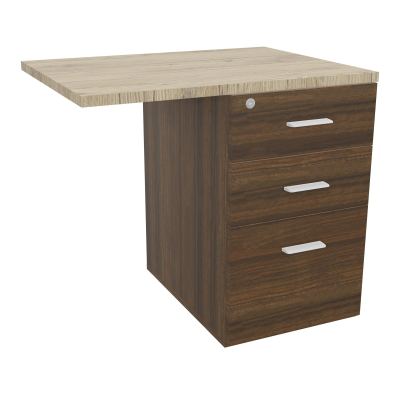RETOUR SUR CAISSON HAUTEUR BUREAU P60XL80 - 3 TIROIRS DONT 1DS TOP EP25MM N6 R3 SO