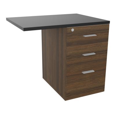 RETOUR SUR CAISSON HAUTEUR BUREAU P60XL80 - 3 TIROIRS DONT 1DS TOP EP25MM N6 R9 SB
