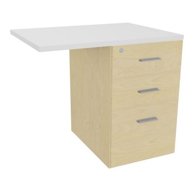 RETOUR SUR CAISSON HAUTEUR BUREAU P60XL80 - 3 TIROIRS DONT 1DS TOP EP25MM N8 MG SB