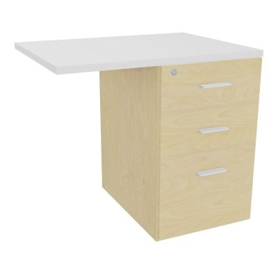 RETOUR SUR CAISSON HAUTEUR BUREAU P60XL80 - 3 TIROIRS DONT 1DS TOP EP25MM N8 MG SO