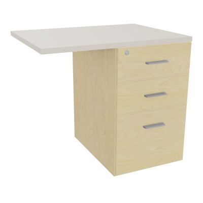 RETOUR SUR CAISSON HAUTEUR BUREAU P60XL80 - 3 TIROIRS DONT 1DS TOP EP25MM N8 N5 SB