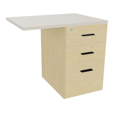 RETOUR SUR CAISSON HAUTEUR BUREAU P60XL80 - 3 TIROIRS DONT 1DS TOP EP25MM N8 N5 SG