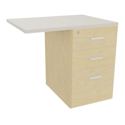 RETOUR SUR CAISSON HAUTEUR BUREAU P60XL80 - 3 TIROIRS DONT 1DS TOP EP25MM N8 N5 SO