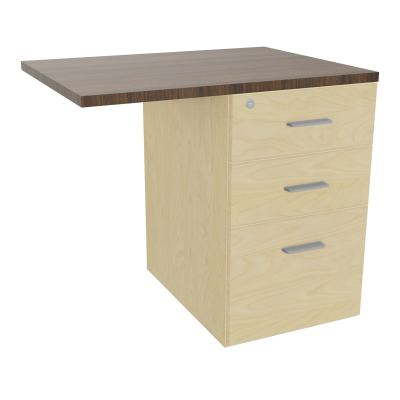 RETOUR SUR CAISSON HAUTEUR BUREAU P60XL80 - 3 TIROIRS DONT 1DS TOP EP25MM N8 N6 SB