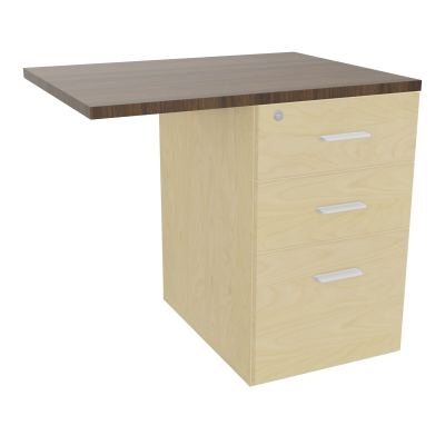 RETOUR SUR CAISSON HAUTEUR BUREAU P60XL80 - 3 TIROIRS DONT 1DS TOP EP25MM N8 N6 SO