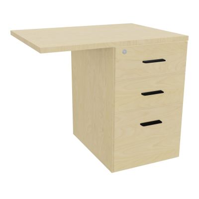 RETOUR SUR CAISSON HAUTEUR BUREAU P60XL80 - 3 TIROIRS DONT 1DS TOP EP25MM N8 N8 SG