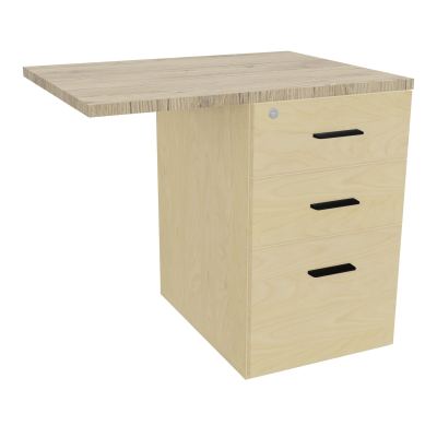 RETOUR SUR CAISSON HAUTEUR BUREAU P60XL80 - 3 TIROIRS DONT 1DS TOP EP25MM N8 R3 SG