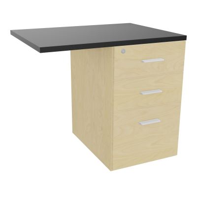 RETOUR SUR CAISSON HAUTEUR BUREAU P60XL80 - 3 TIROIRS DONT 1DS TOP EP25MM N8 R9 SO