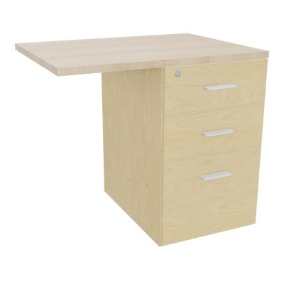RETOUR SUR CAISSON HAUTEUR BUREAU P60XL80 - 3 TIROIRS DONT 1DS TOP EP25MM N8 RZ SO