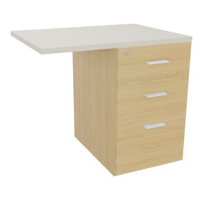 RETOUR SUR CAISSON HAUTEUR BUREAU P60XL80 - 3 TIROIRS DONT 1DS TOP EP25MM R1 N5 SO