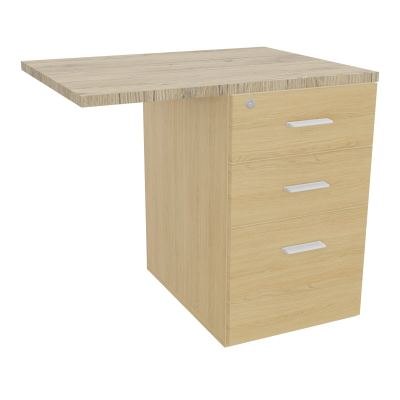 RETOUR SUR CAISSON HAUTEUR BUREAU P60XL80 - 3 TIROIRS DONT 1DS TOP EP25MM R1 R3 SO